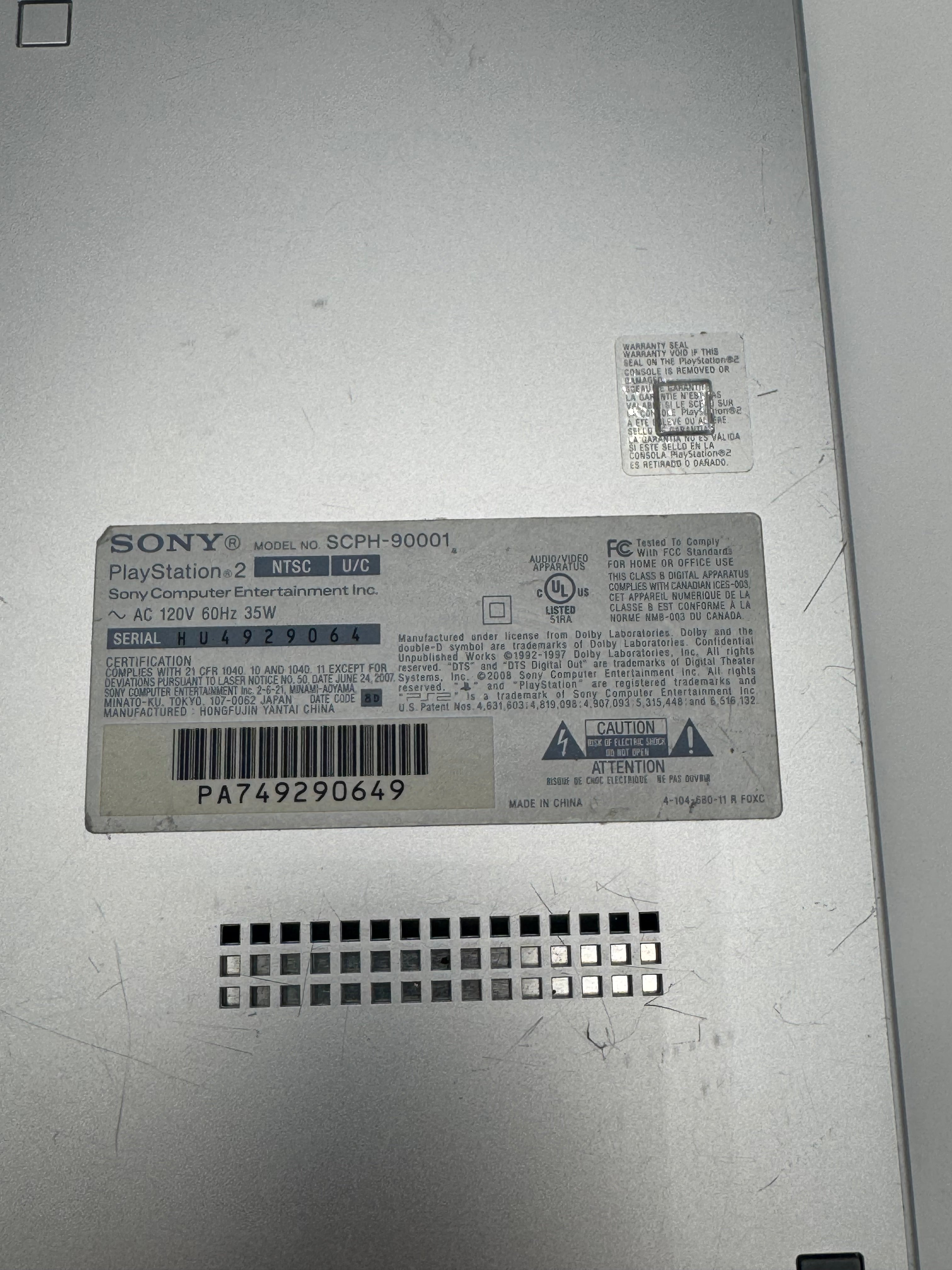 Sony PlayStation 2 Slim SCPH-90001 Silver Video Game Console