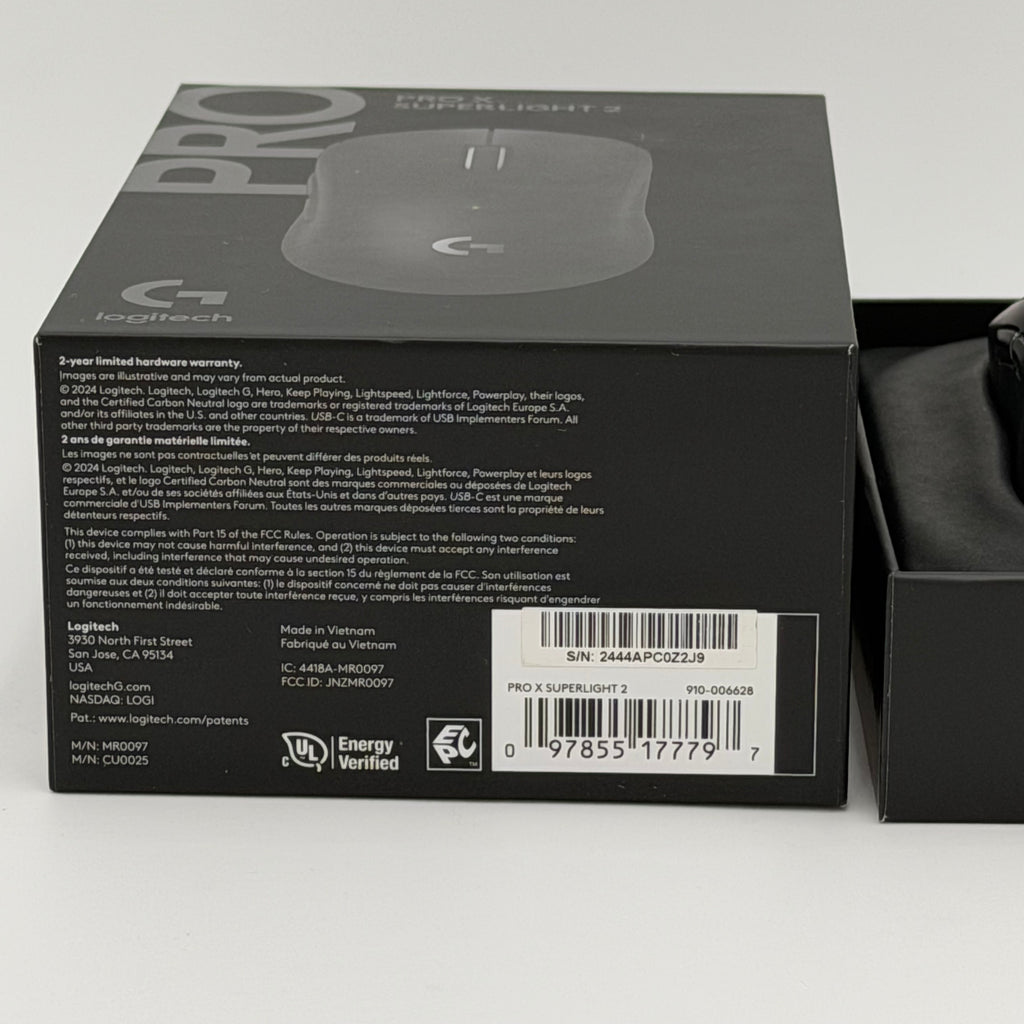 Logitech G PRO X Superlight 2 Wireless Gaming Mouse - Black No USB