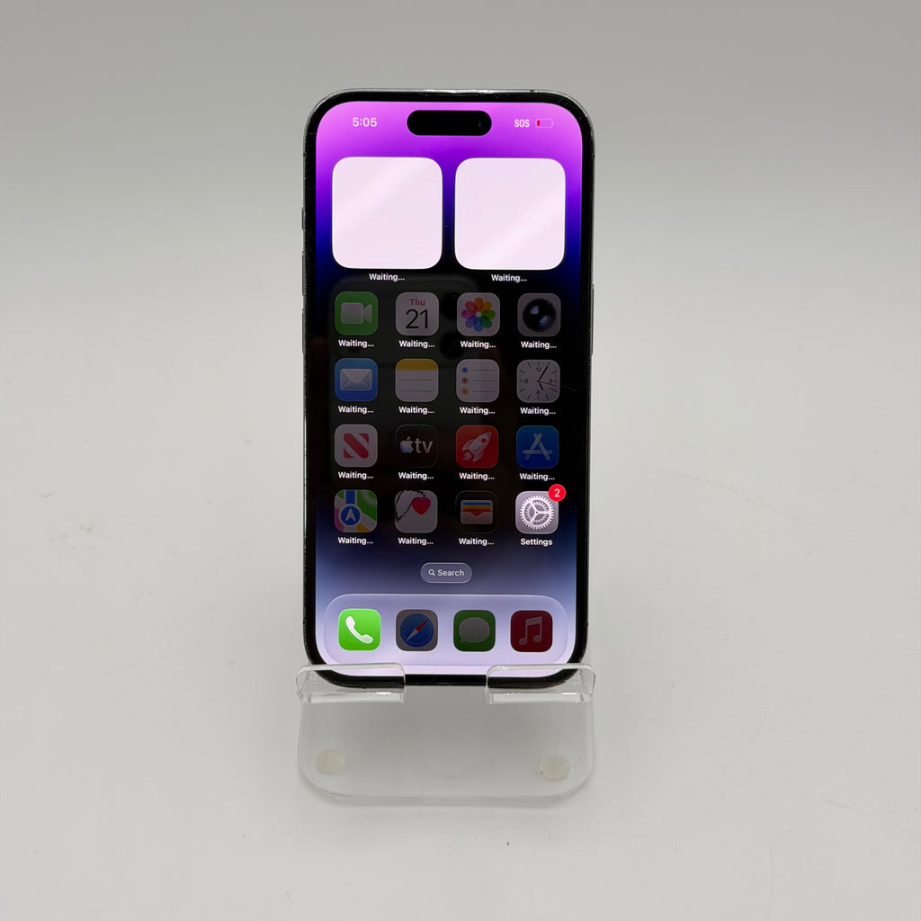 Broken Unlocked Apple iPhone 14 Pro - 128GB Purple - 77% BH - Cracked Back