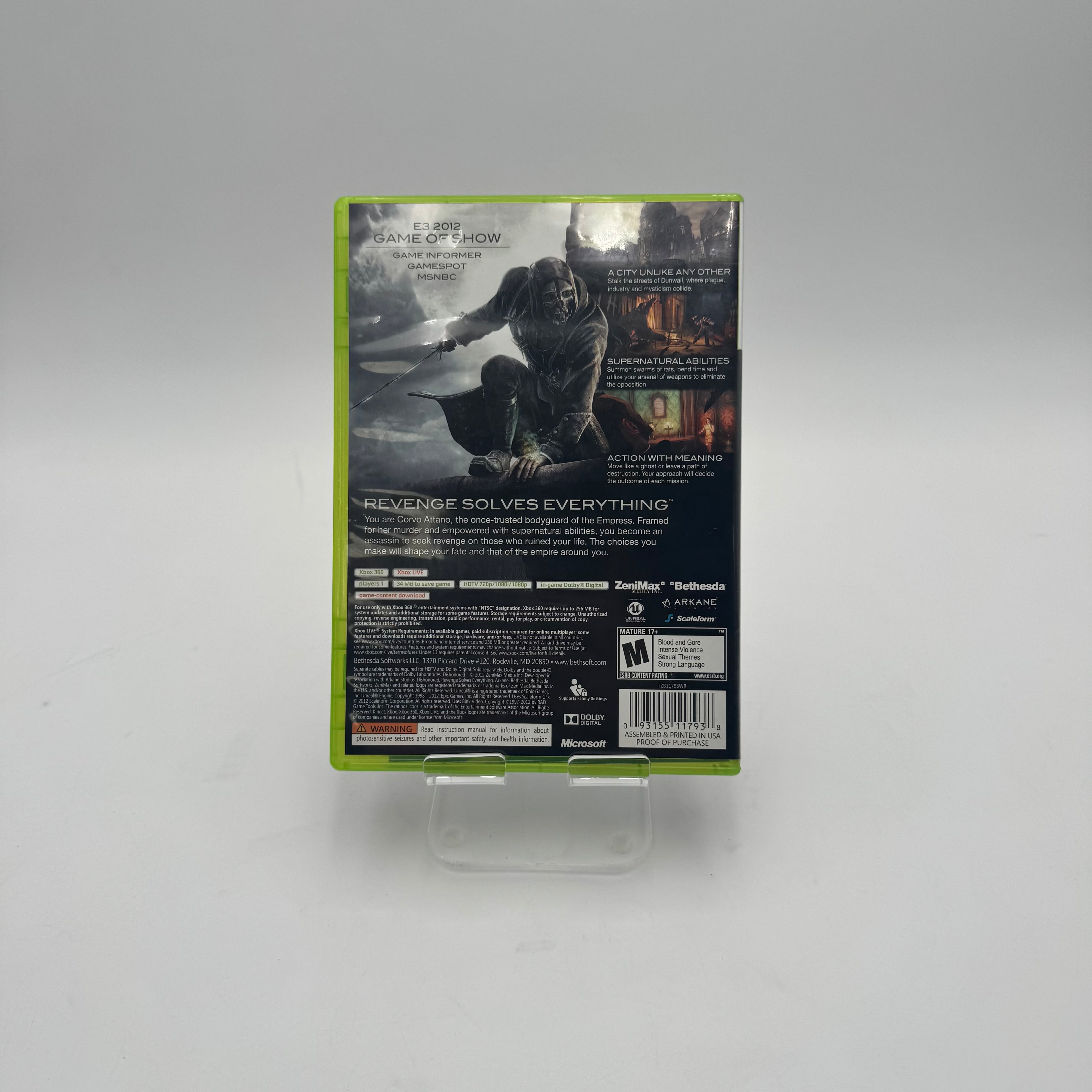 Microsoft Xbox 360 Dishonored Video Game - Great Condition