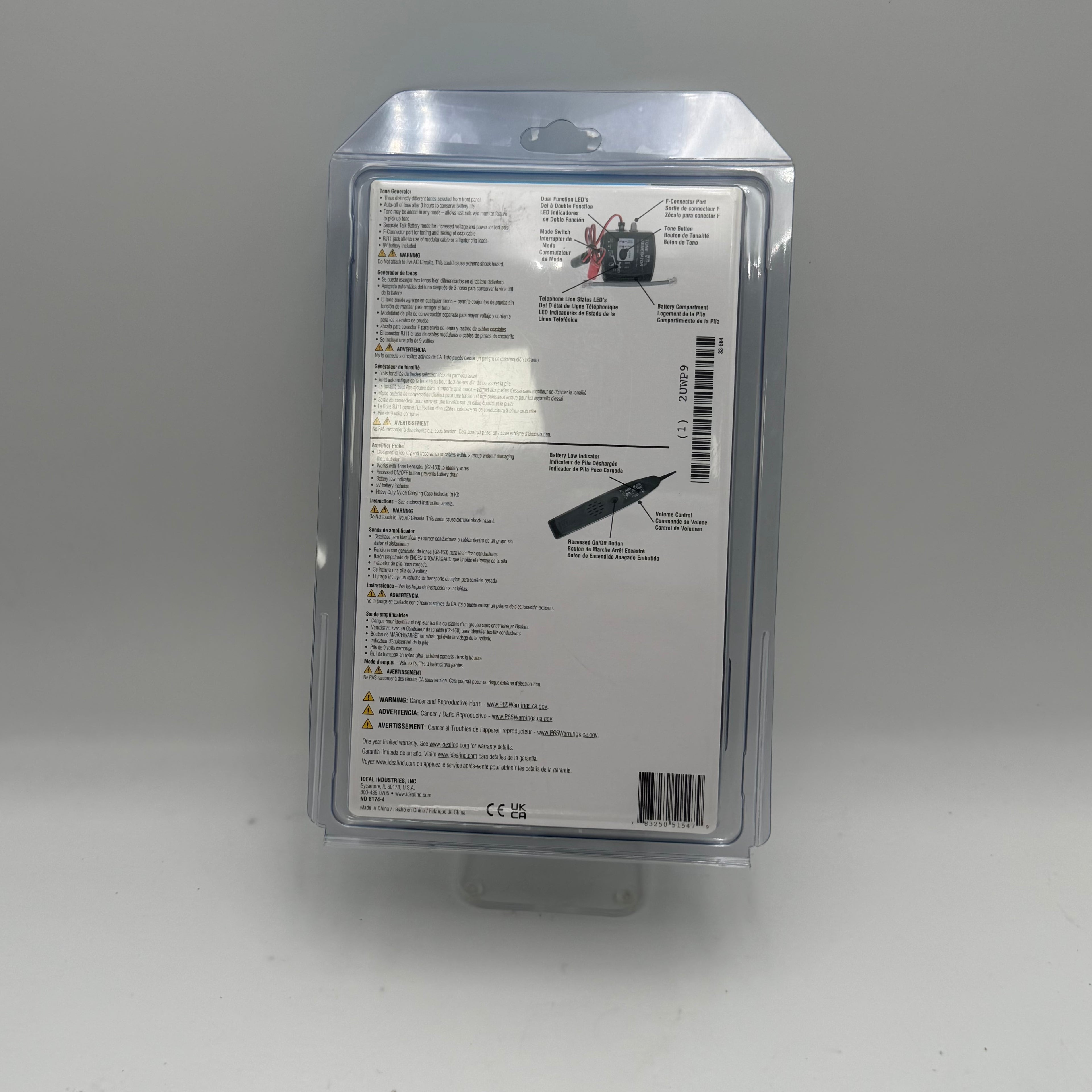 Ideal Pro Tone & Probing Cable Tracing Kit Black New In Box
