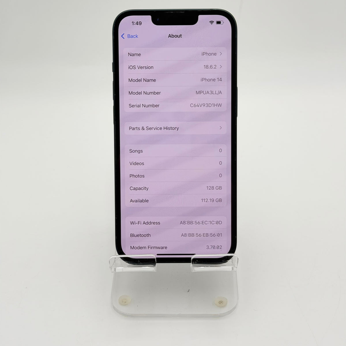 Apple iPhone 14 128GB Black Used - A