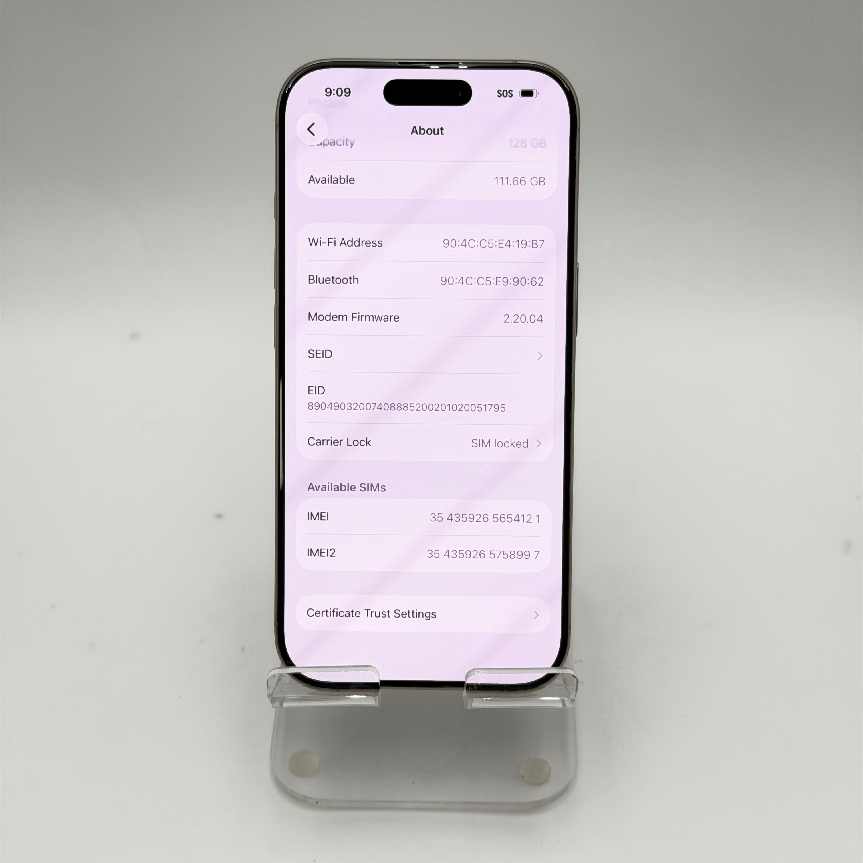 Apple iPhone 16 Pro A3083 128GB Black Titanium Boost Only
