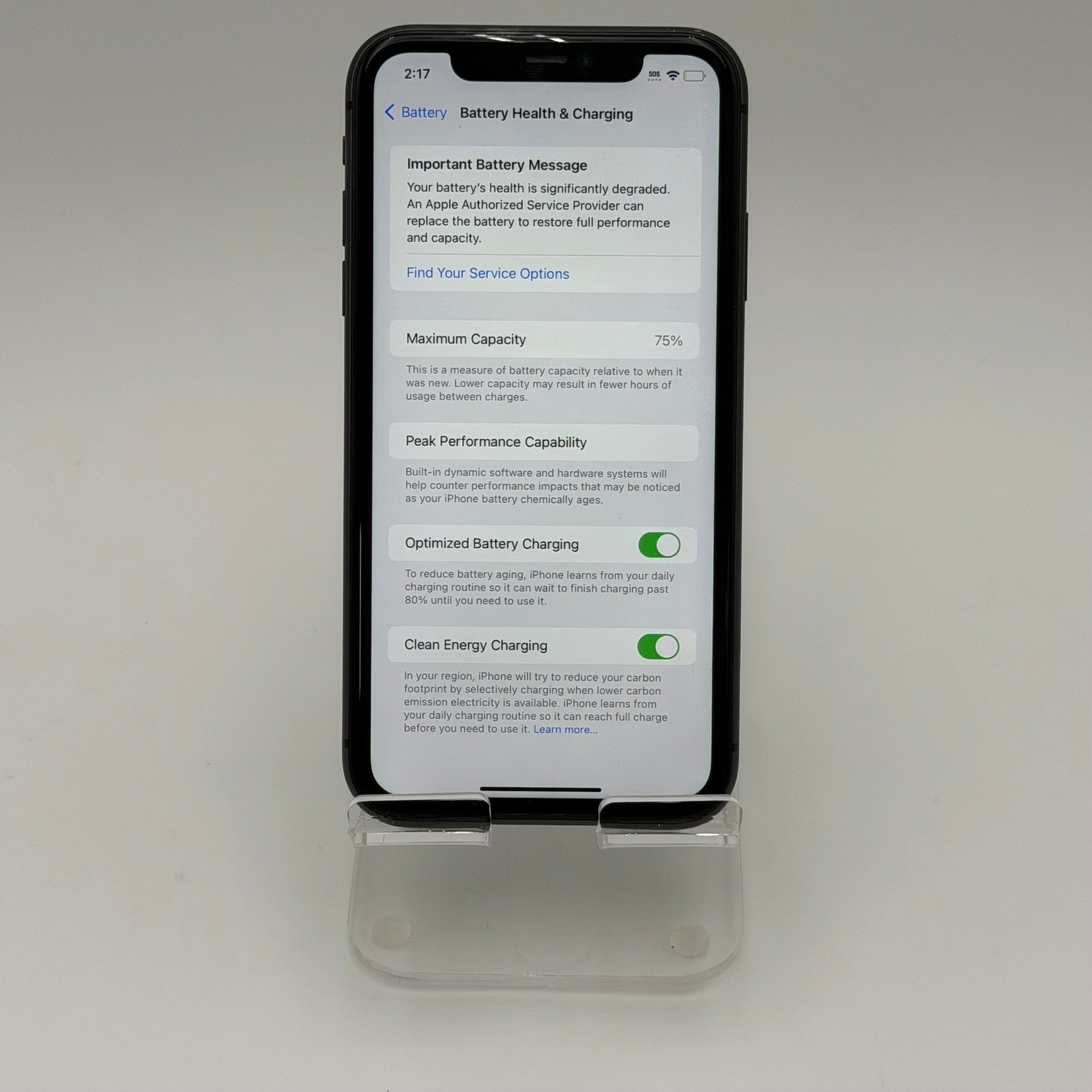 Broken Unlocked Apple iPhone 11 - 64GB - Bad Battery 75%