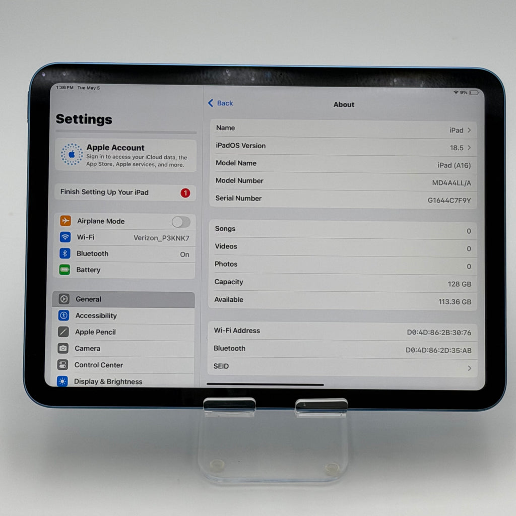 Apple iPad A16 11th Gen (Wi-Fi Only) 11" - 128GB - Blue - MD4A4LL/A