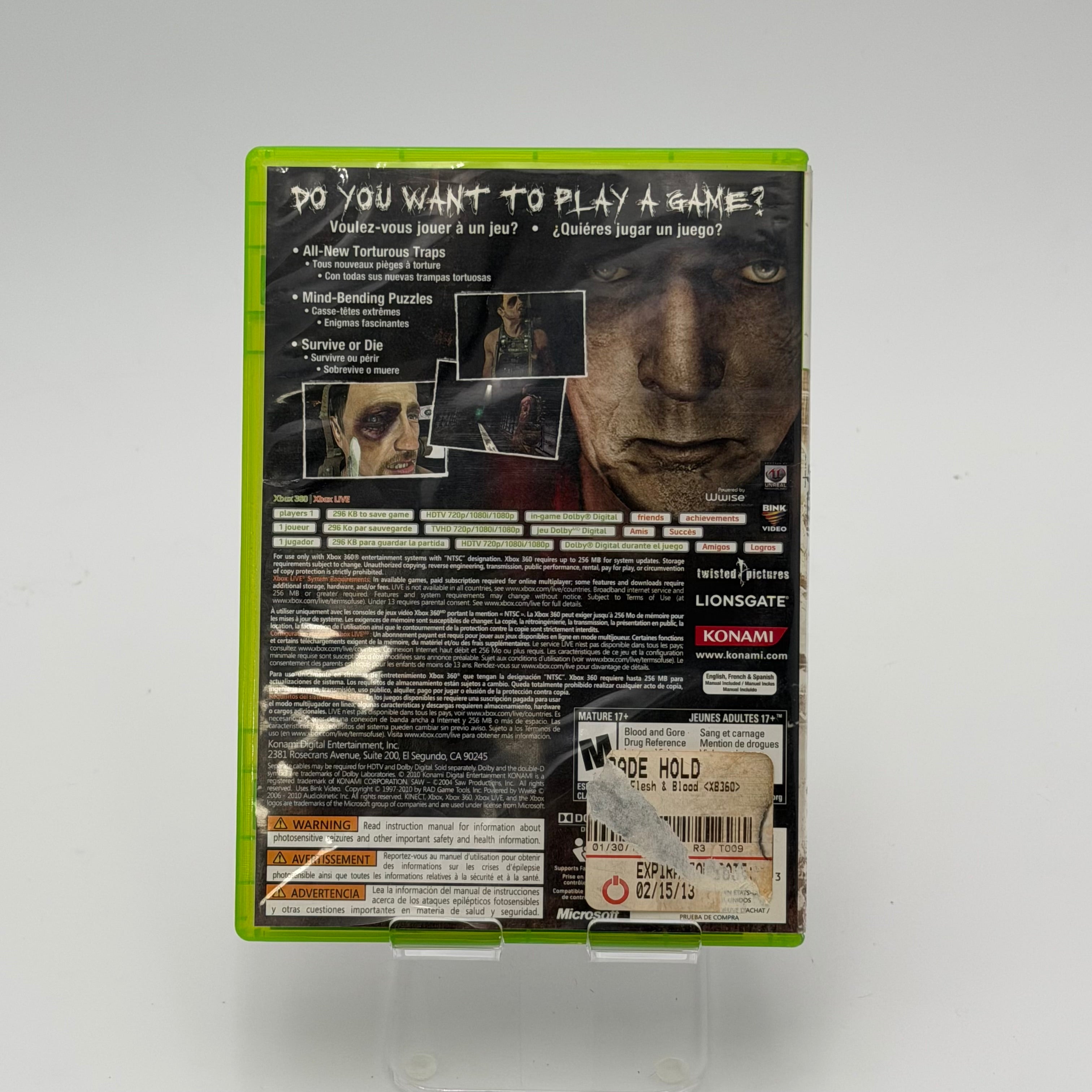 Xbox 360 Saw II Flesh & Blood Video Game Complete with Case, Manual & Inserts