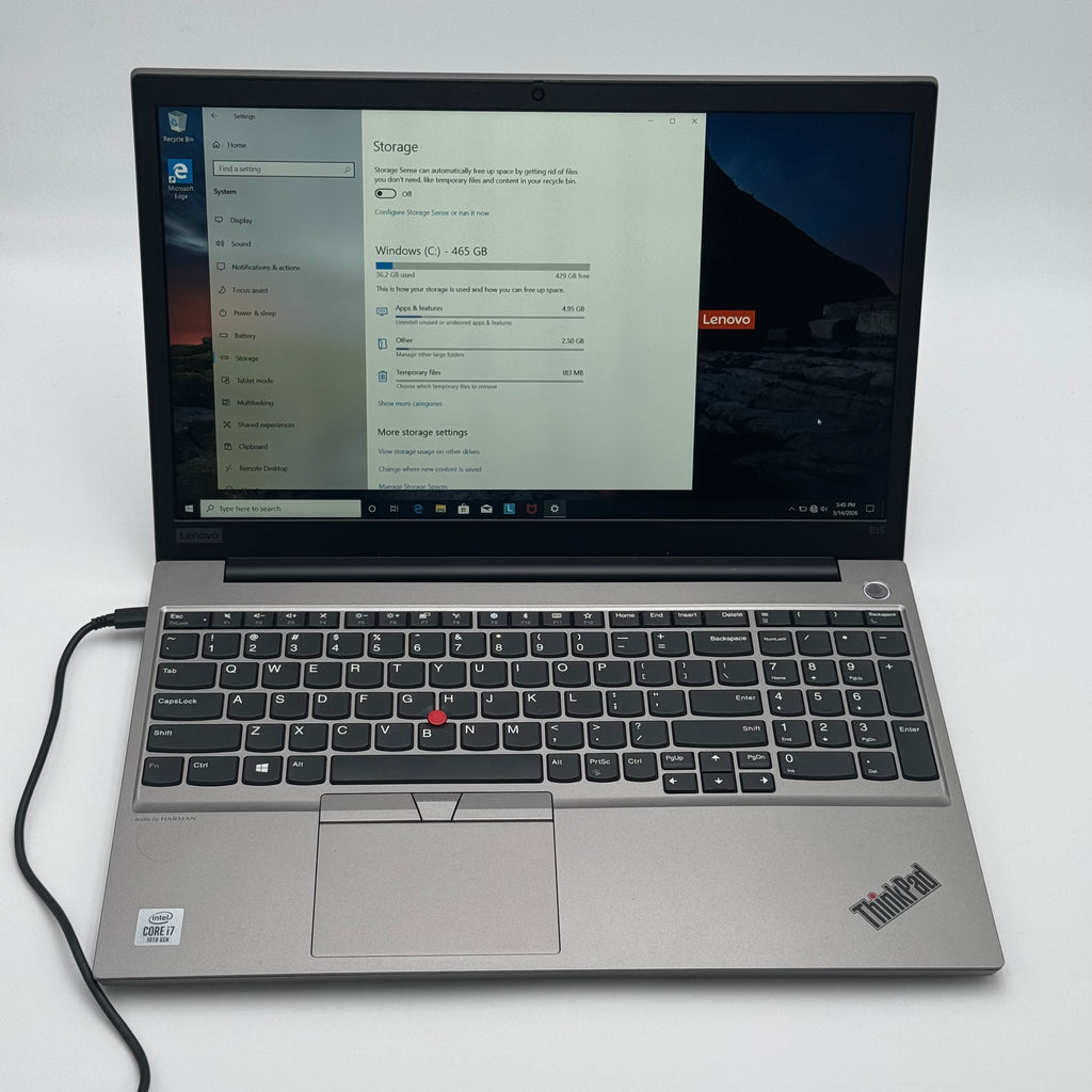 Lenovo ThinkPad E15 15” Core i7-10510U 8GB 512GB 1.80GHz Laptop - Bad Battery