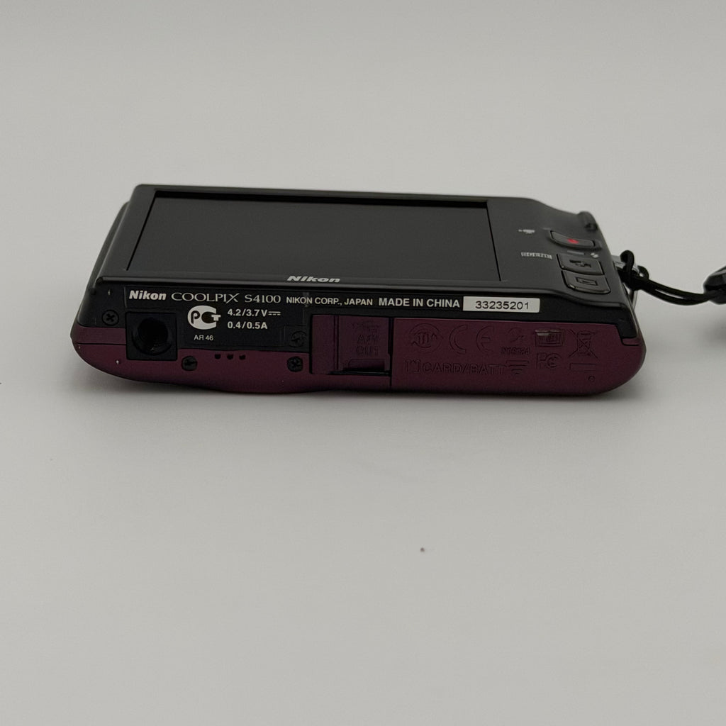 Nikon COOLPIX S4100 Digital Camera Plum 14MP 5X Optical Zoom TESTED NO CHARGER