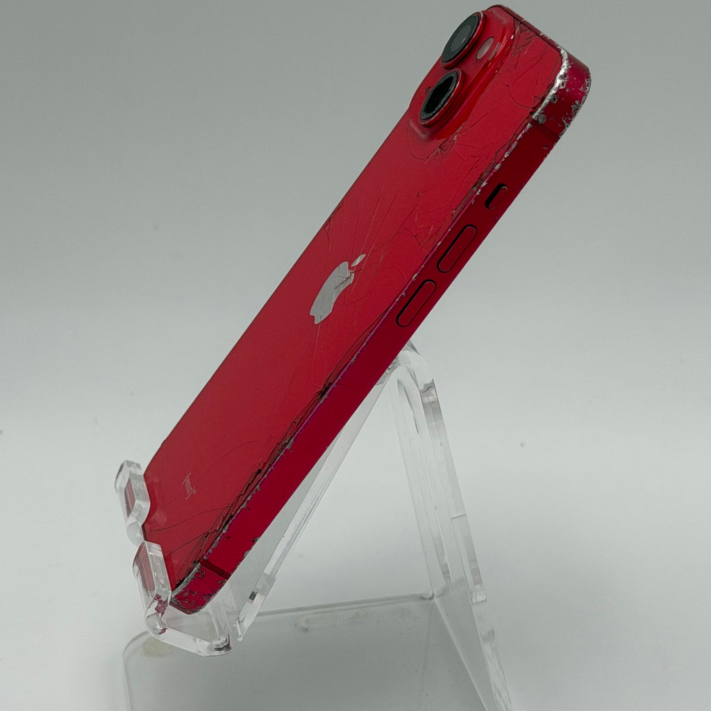 Broken T-Mobile Apple iPhone 14 Red - Cracked  Front - Back - 84% BH