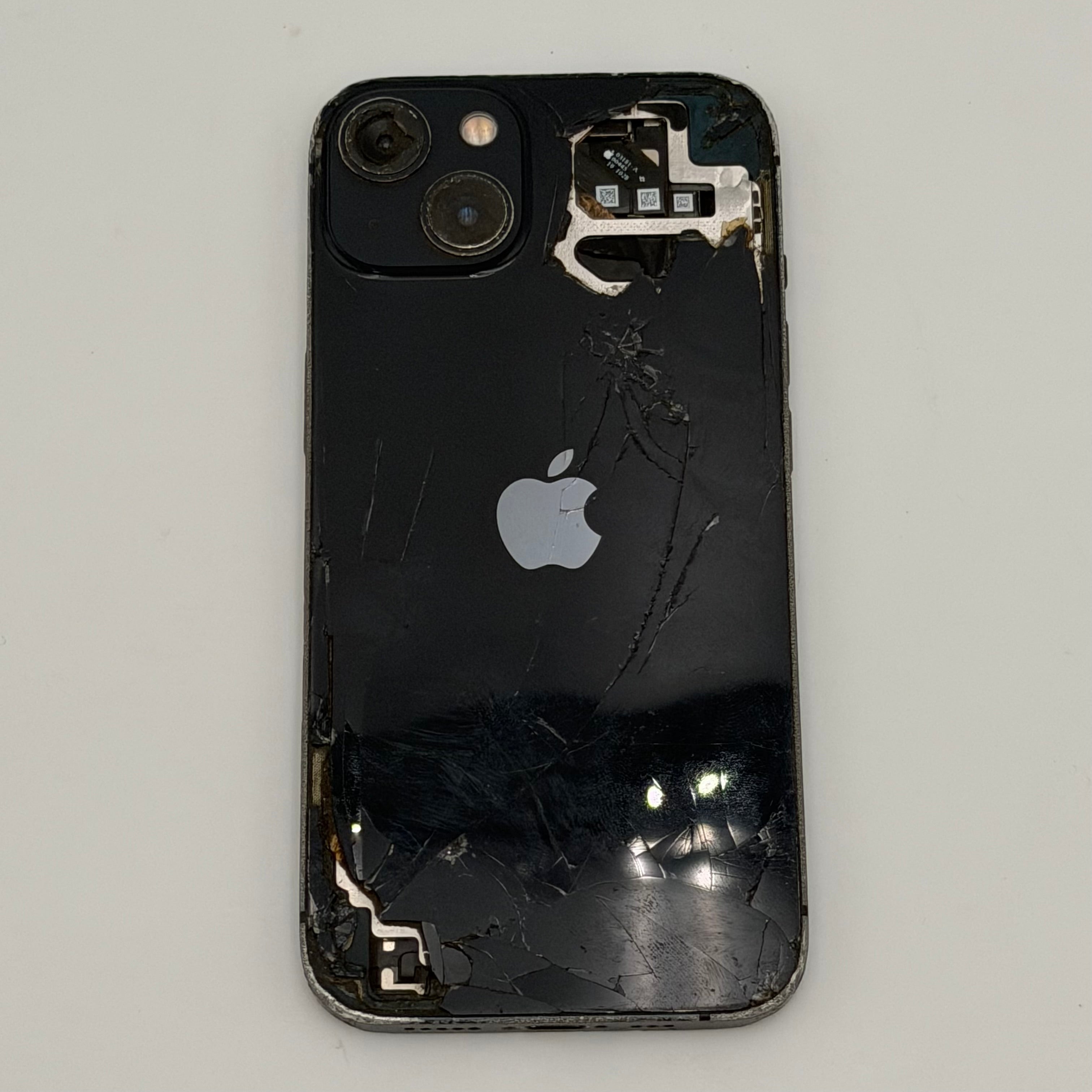 Broken Unlocked Apple iPhone 13 64GB Black - Cracked Back- 76%battery health