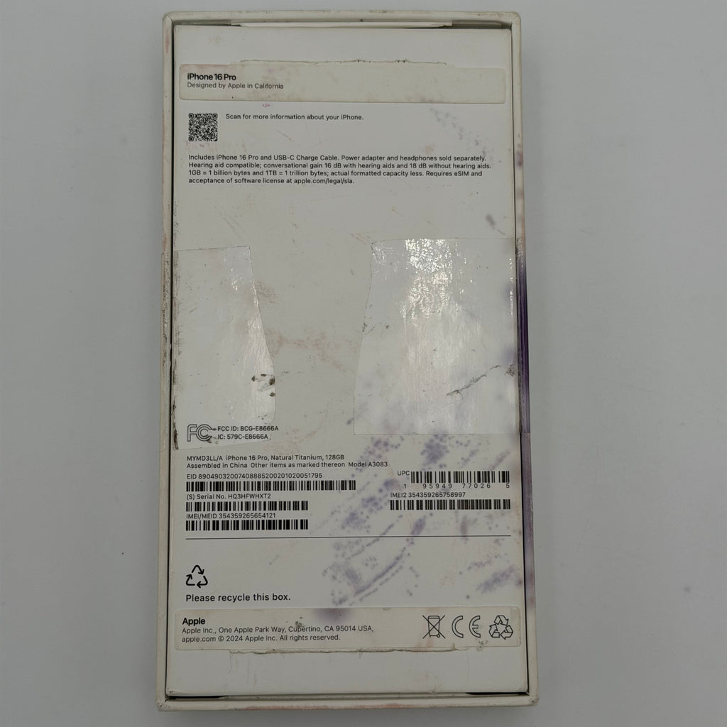 Apple iPhone 16 Pro A3083 128GB Black Titanium Boost Only