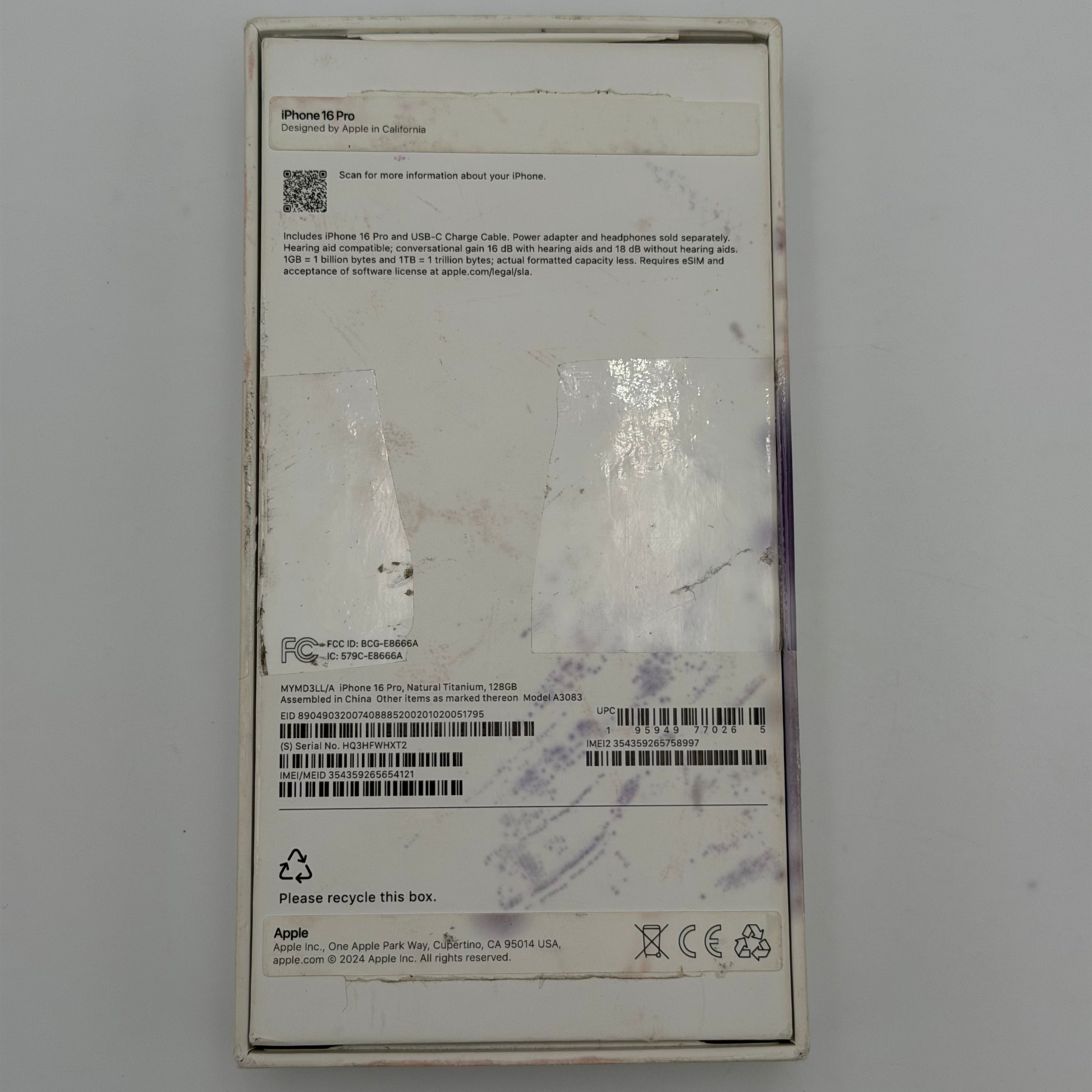 Apple iPhone 16 Pro A3083 128GB Black Titanium Boost Only