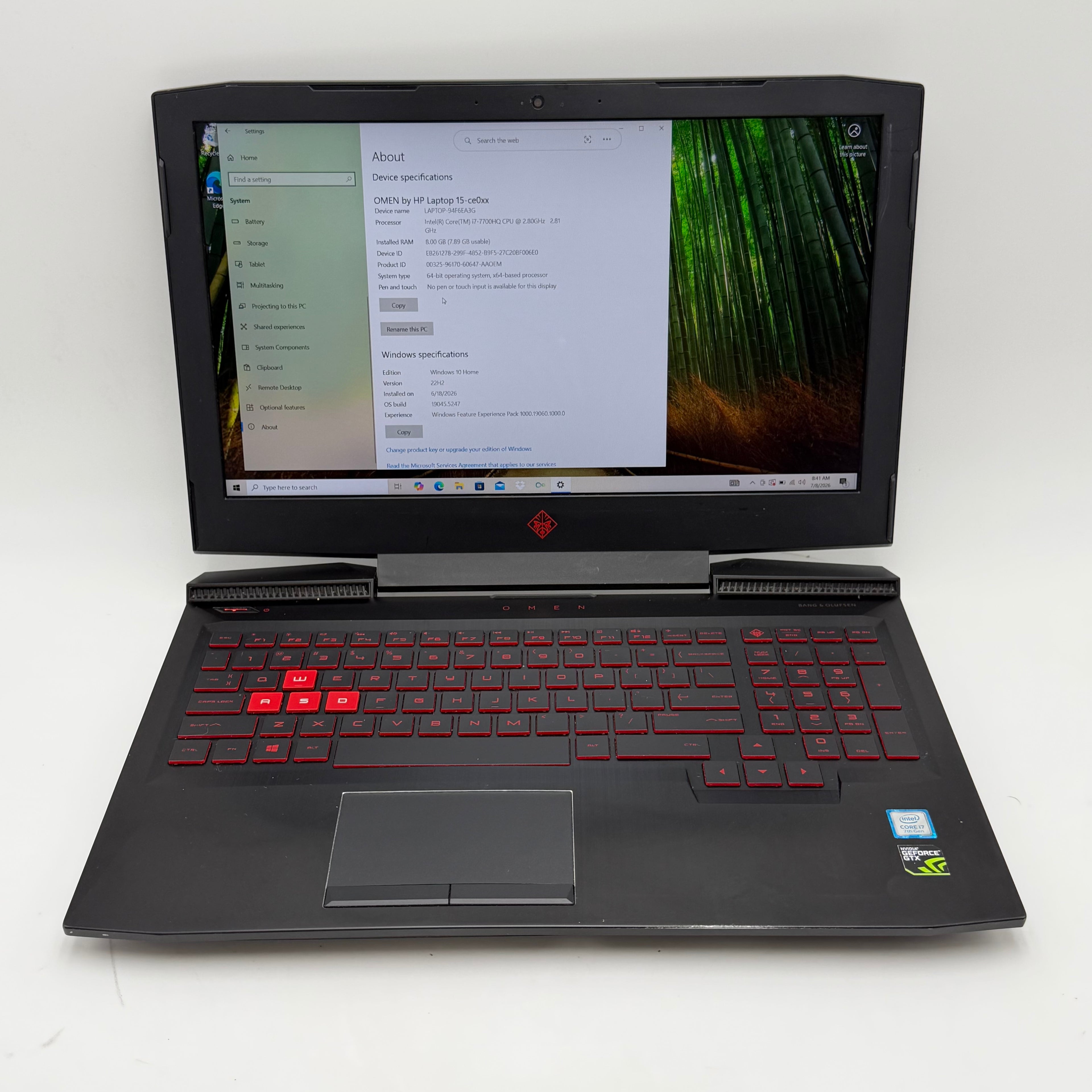 HP OMEN 15-ce015dx 15" Laptop Core i7-7700HQ 8GB RAM 128GB SSD Charger