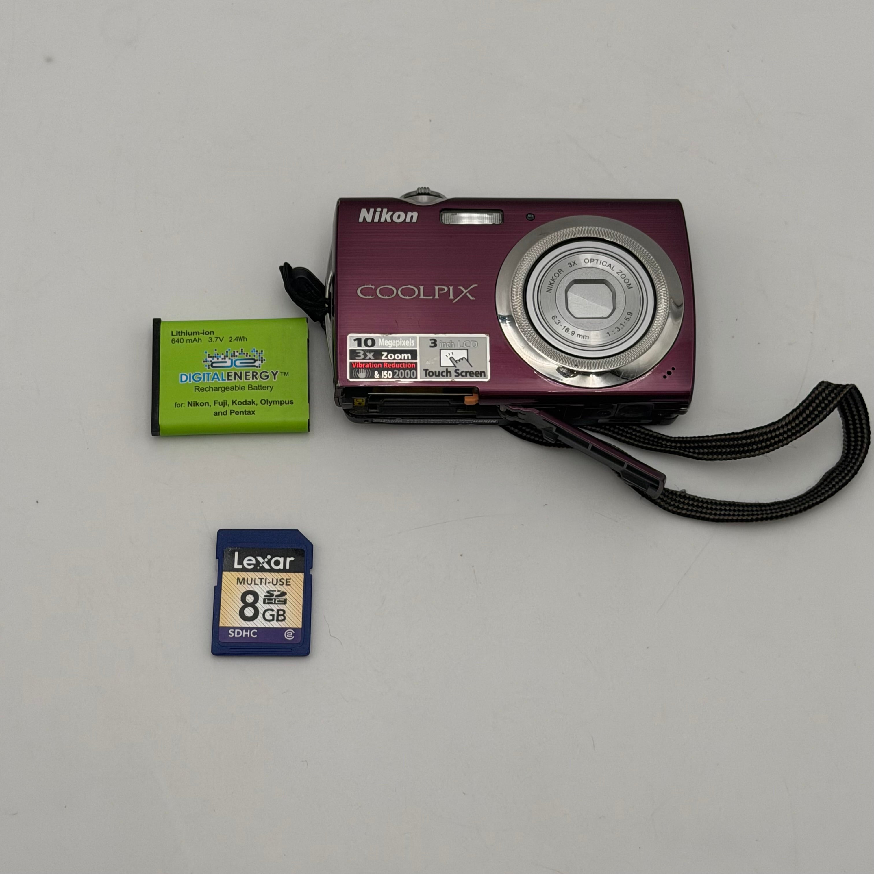 Nikon COOLPIX S230 10.0MP Compact Digital Touchscreen Camera Plum Untested No Charger