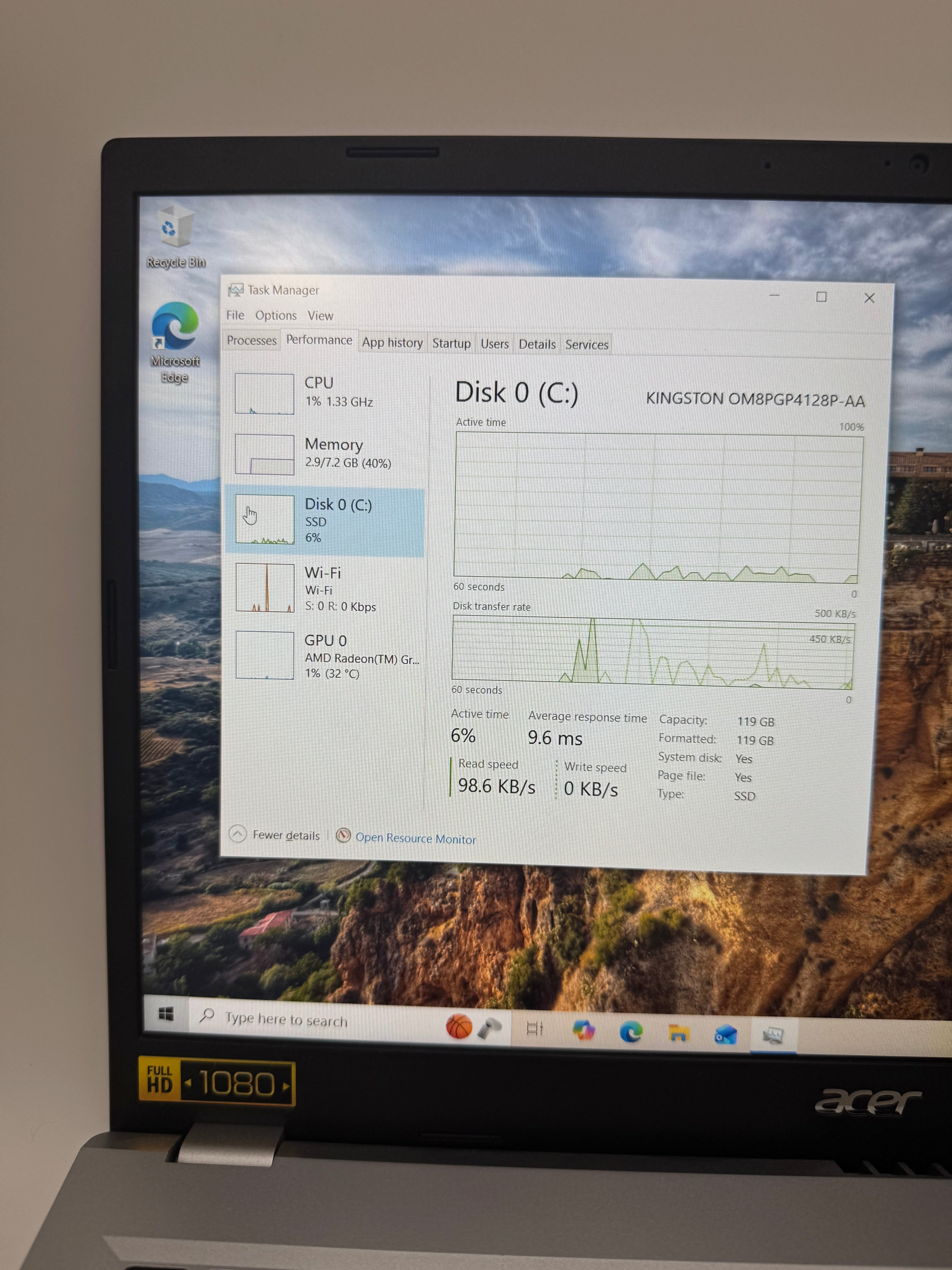 Acer Aspire 3 15 N23C3 Laptop AMD Ryzen 3 8GB 128GB 14-Inch Silver Used