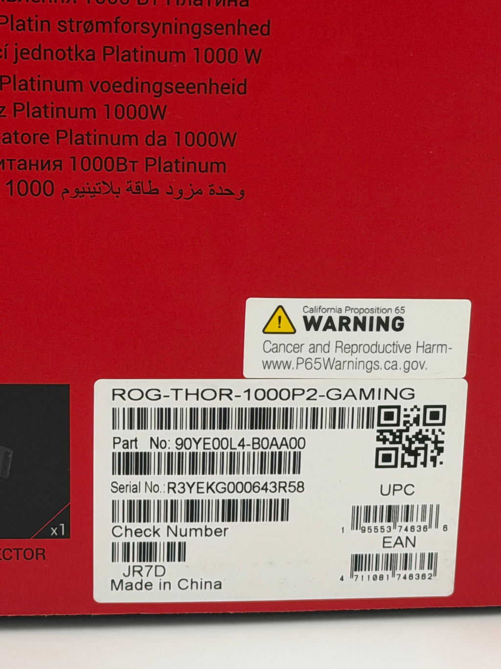 Asus ROG Thor 1000W Platinum II Power Supply Unit