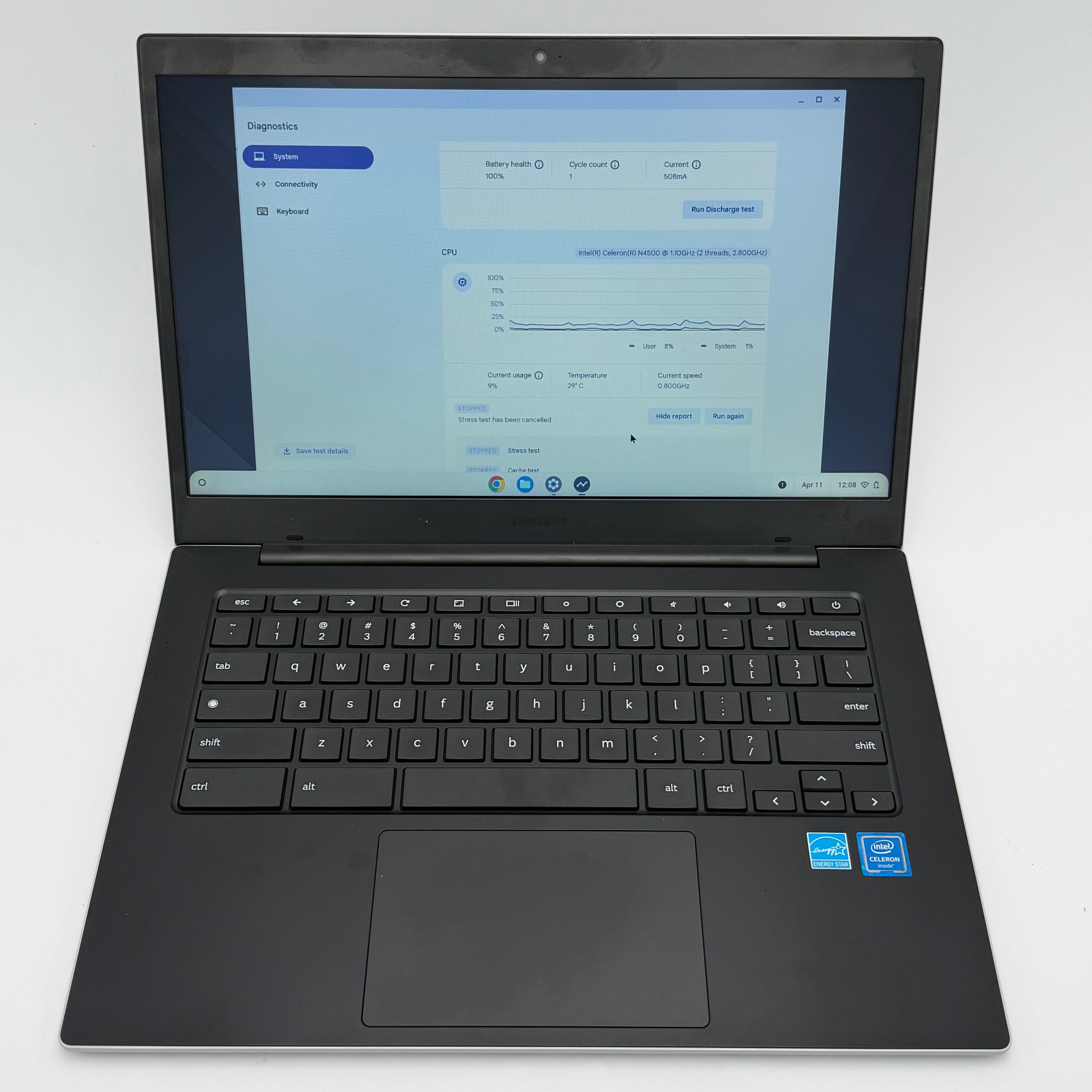 Samsung Chromebook XE345XDA 14" Intel Celeron 4GB RAM 32GB Silver + Charger - Good Condition