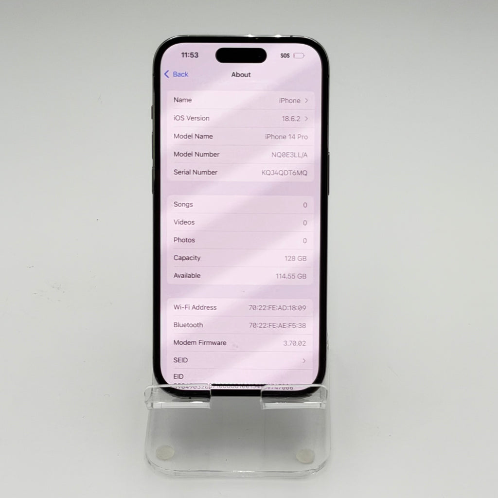 Apple iPhone 14 Pro 128GB Unlocked - Purple CRACKED BACK