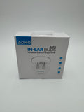 Aoko In Ear Buds AB916 White New In Box Carrying Case Included